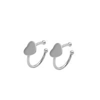 Argent sterling 925 Clip boucle d’oreille, coeur, Placage, bijoux de mode & pour femme, plus de couleurs à choisir, 10mm, Vendu par paire