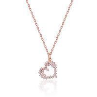 Zircon cubique Micro Pave collier en argent sterling, Argent sterling 925, coeur, Placage, pavé de micro zircon & pour femme, plus de couleurs à choisir, 450mm, Vendu par PC