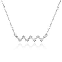 Cúbicos circón Micro pavimenta collar de plata Esterlinas, Plata de ley 925, chapado en platina real, micro arcilla de zirconia cúbica & para mujer, Blanco, 450mm, Vendido por UD