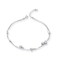 Plata de ley 925 pulsera tobillera, chapado en platina real, Joyería & para mujer, Blanco, 265mm, Vendido por UD