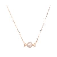 Zircon cubique Micro Pave collier en argent sterling, argent sterling 925, bonbon, Plaqué de couleur d'or rose, pavé de micro zircon & pour femme Vendu par PC