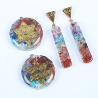 Gemstone Zinc Alloy Pendants, with Resin & Iron & Zinc Alloy, plated, Unisex 