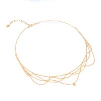 laiton accessoires de collier, avec 5cm chaînes de rallonge, Plaqué d'or 14K, multicouche & DIY, Diamètre inté Environ 110mm, Vendu par PC