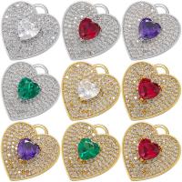 Cubique Pendentif en laiton zircon pavent, coeur, Placage, pavé de micro zircon & pour femme, plus de couleurs à choisir Vendu par PC