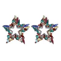 Zinc alliage strass Stud Earring, alliage de zinc, étoile, Placage de couleur d'or, bijoux de mode & pour femme & avec strass & creux, plus de couleurs à choisir Vendu par paire