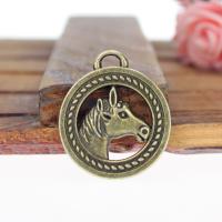 Zinc Alloy Jewelry Pendants, Horse, antique bronze color plated, DIY & hollow, 25mm 