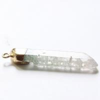 Natural Quartz Pendants, Clear Quartz, with Brass, plated, Unisex 