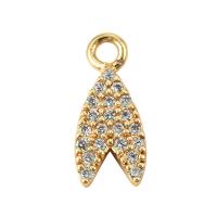 Cubique Pendentif en laiton zircon pavent, coeur, Plaqué d'or, unisexe & pavé de micro zircon, 12mm, Vendu par PC