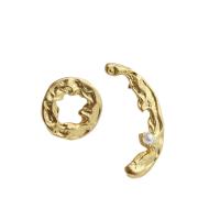 Brass Stud Earring, irregular, 18K gold plated, fashion jewelry & for woman, golden, 40mm 