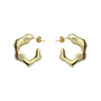 Brass Stud Earring, with Plastic Pearl, Letter C, 18K gold plated, fashion jewelry & for woman, golden, 25mm 