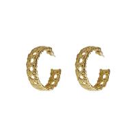 Brass Stud Earring, Letter C, 18K gold plated, fashion jewelry & for woman & hollow, golden, 30mm 