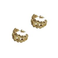 Brass Stud Earring, Letter C, 18K gold plated, fashion jewelry & for woman & hollow, golden, 20mm 