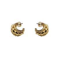 Brass Stud Earring, Letter C, 18K gold plated, fashion jewelry & for woman, golden, 17mm 