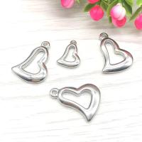 pendentifs de cœur en inox , Acier inoxydable 304, coeur, poli, DIY & normes différentes pour le choix & creux, couleur originale, Vendu par PC