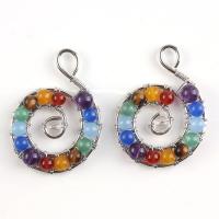 Gemstone Zinc Alloy Pendants, with Gemstone, fashion jewelry & Unisex 