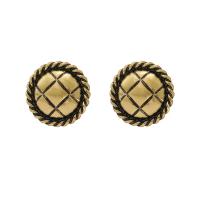 Brass Stud Earring, Flat Round, gold color plated, for woman & blacken, 20mm 