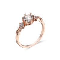 Cubic Zircon Brass Finger Ring, with Cubic Zirconia, gold color plated & for woman & faceted, clear 