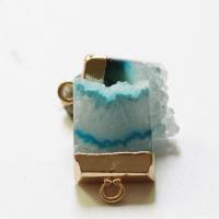 Ice Quartz Agate Pendants, with Brass, plated, Unisex 