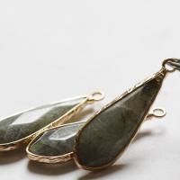 Gemstone Brass Pendants, with Brass, Teardrop, gold color plated, Unisex 