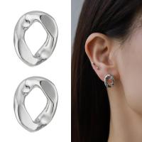 Brass Stud Earring, silver color plated & for woman, silver color 