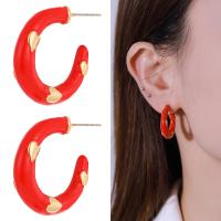 Enamel Zinc Alloy Stud Earring, gold color plated, for woman 