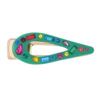 Clips de pico, fundición, con Taladro de vidrio & resina, chapado en color dorado, para mujer, más colores para la opción, 65x22mm, Vendido por UD