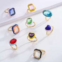 Bague zircone cubique, alliage de zinc, Placage de couleur d'or, styles différents pour le choix & pour femme & émail & avec zircone cubique, plus de couleurs à choisir Vendu par PC