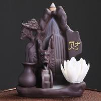 Incense Smoke Flow Backflow Holder Ceramic Incense Burner, Purple Clay, half handmade, for home and office & durable 