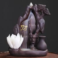 Incense Smoke Flow Backflow Holder Ceramic Incense Burner, Purple Clay, half handmade, for home and office & durable & multifunctional 