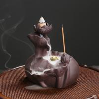 Incense Smoke Flow Backflow Holder Ceramic Incense Burner, Purple Clay, half handmade, for home and office & durable & multifunctional 