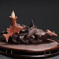 Incense Smoke Flow Backflow Holder Ceramic Incense Burner, Purple Clay, half handmade, for home and office & durable & multifunctional 