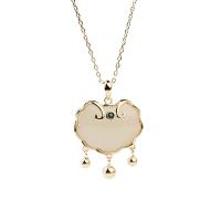 Sterling Silver Jewelry Necklace, 925 Sterling Silver, with Hetian Jade, with 1.57 inch extender chain, Crown, plated, for woman & with rhinestone Approx 15.35 Inch 