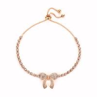 Zinc Alloy Rhinestone Bracelets, Bowknot, plated, for woman & with rhinestone Approx 8.66 Inch 