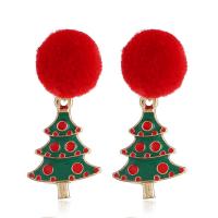 Christmas Earrings, Zinc Alloy, with Plush, Christmas Design & fashion jewelry & for woman 