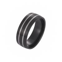 Titan Stahl Fingerring, Titanstahl, Vakuum-Ionen-Beschichtung, Modeschmuck & unisex & verschiedene Größen vorhanden, schwarz, 8*2mm, verkauft von PC