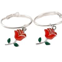 Enamel Zinc Alloy Drop Earring, Rose, plated, fashion jewelry & for woman 