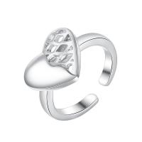 Zinc Alloy Finger Ring, Heart, plated, Adjustable & fashion jewelry & for woman, white 