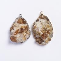 Agate Pendants de Quartz , agate quartz de glace, avec laiton, Placage de couleur argentée, le style Druzy & unisexe Vendu par PC