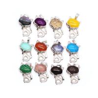 Gemstone Zinc Alloy Pendants, with Zinc Alloy, Fox, silver color plated & Unisex 