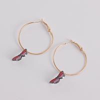 Huggie Hoop Drop Earring, Zinc Alloy, Butterfly, plated, fashion jewelry & for woman, golden, 50mm,10mm 