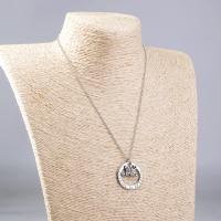 Zinc Alloy Necklace, with 5cm extender chain, Flat Round, platinum color plated, fashion jewelry & adjustable & with letter pattern & for woman, platinum color cm 