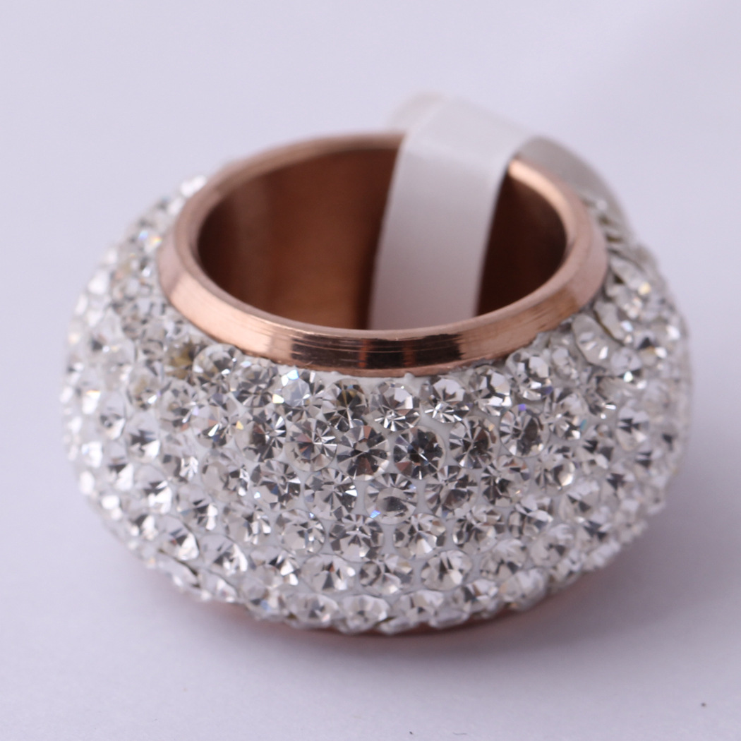 Bague en acier inoxydable , Acier inoxydable 304, Placage ionique sous vide, normes différentes pour le choix & pour femme & avec strass, plus de couleurs à choisir, 15mm, Taille:6-9, Vendu par PC