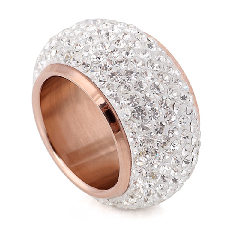 Bague en acier inoxydable , Acier inoxydable 304, Placage ionique sous vide, normes différentes pour le choix & pour femme & avec strass, plus de couleurs à choisir, 15mm, Taille:6-9, Vendu par PC