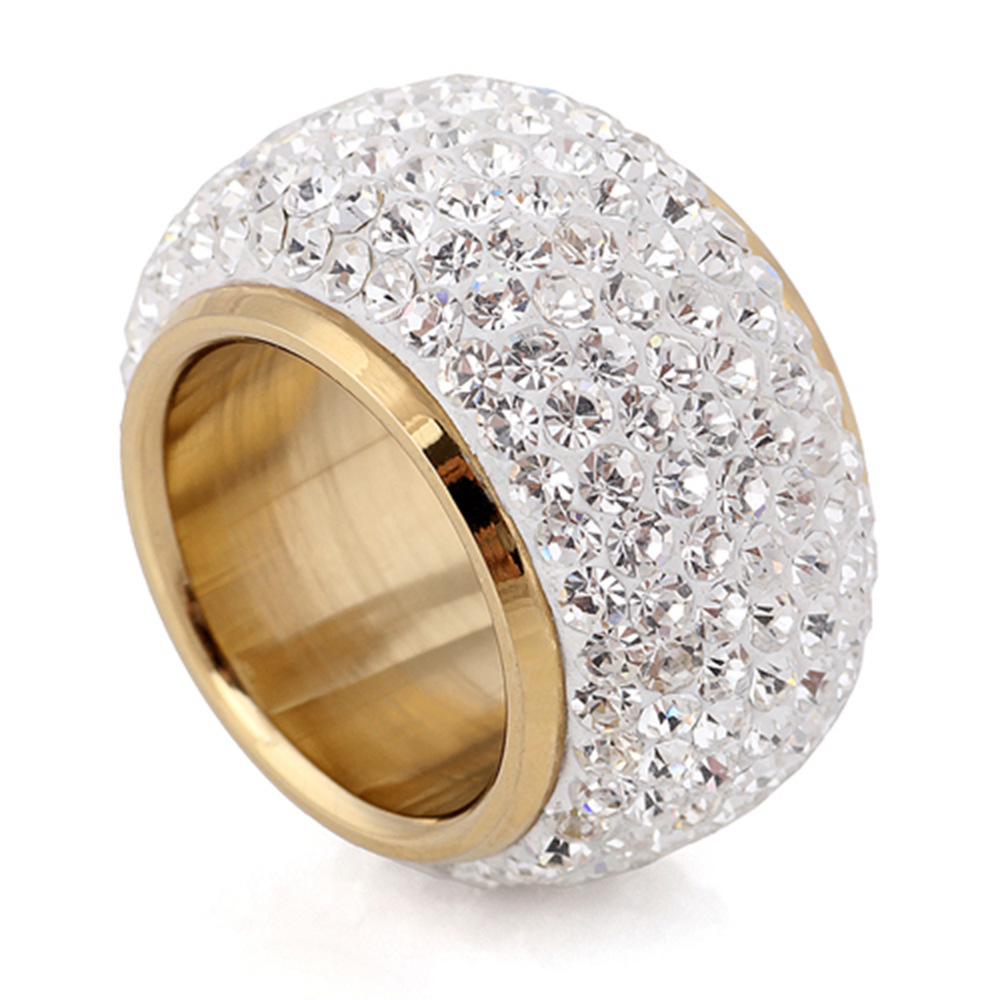 Bague en acier inoxydable , Acier inoxydable 304, Placage ionique sous vide, normes différentes pour le choix & pour femme & avec strass, plus de couleurs à choisir, 15mm, Taille:6-9, Vendu par PC