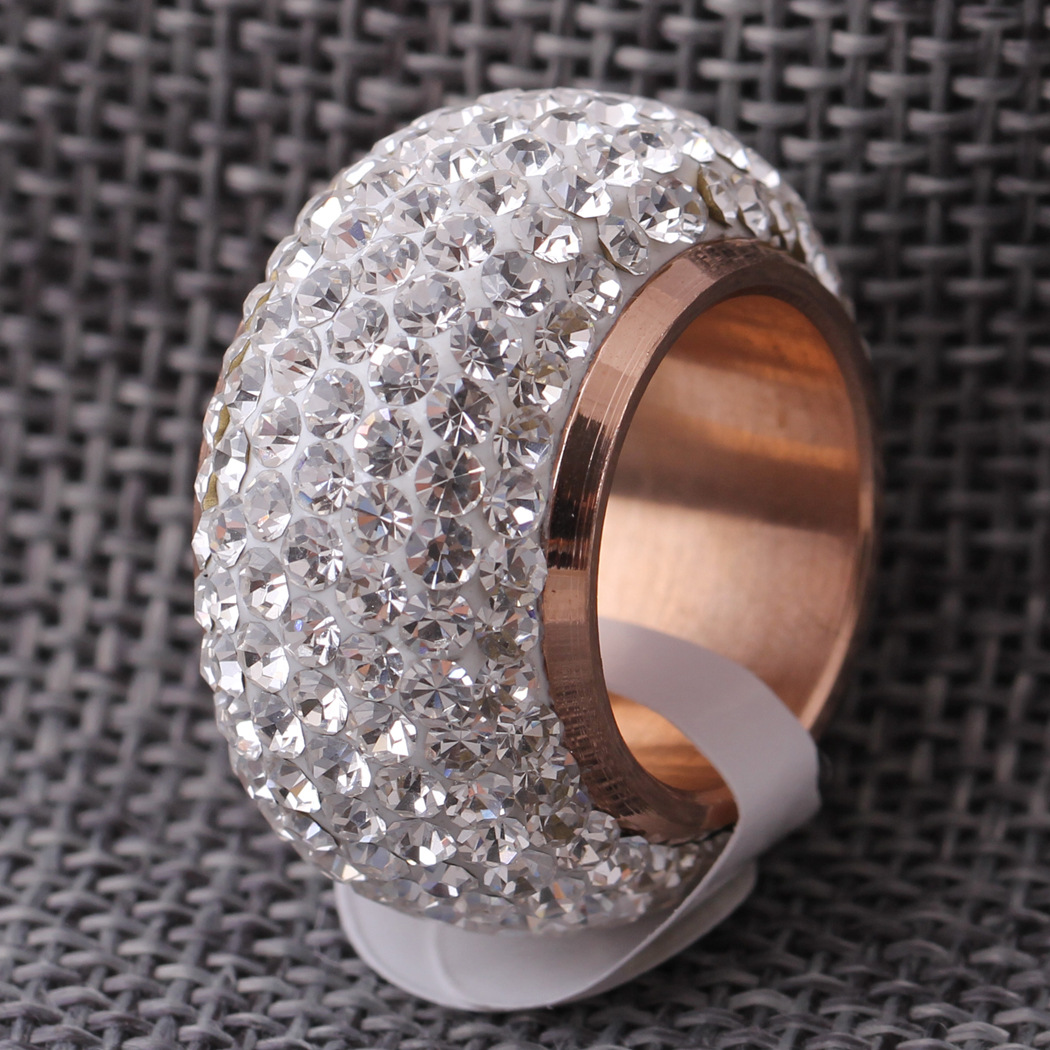 Bague en acier inoxydable , Acier inoxydable 304, Placage ionique sous vide, normes différentes pour le choix & pour femme & avec strass, plus de couleurs à choisir, 15mm, Taille:6-9, Vendu par PC