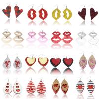 Cuero de PU Pendientes con Colgantes, 16 piezas & para mujer, 35-80mm, Vendido por Set