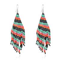 Moda flecos pendientes, Seedbead, hecho a mano, Joyas de Navidad & para mujer, más colores para la opción, 30x95mm, Vendido por Par