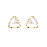 Silver Earring Zircon pavent Sterling, argent sterling 925, triangle, Placage de couleur d'or, pavé de micro zircon & pour femme & creux Vendu par paire