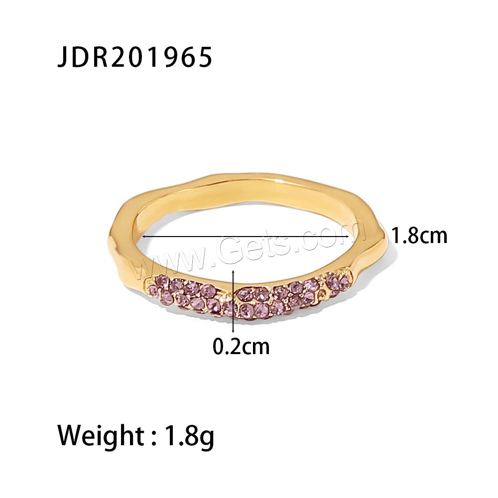 Bague en acier inoxydable , Acier inoxydable 304, Placage ionique sous vide, bijoux de mode & normes différentes pour le choix & styles différents pour le choix & pour femme & avec strass, doré, Vendu par PC