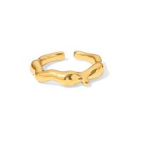 304 Edelstahl Manschette Fingerring, Vakuum-Ionen-Beschichtung, Modeschmuck & für Frau, goldfarben, 18x4mm, verkauft von PC